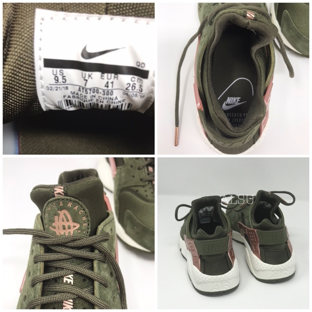 Nike Air Huarache Run Suede Olive Canvas Rose W - Picture 7 of 8